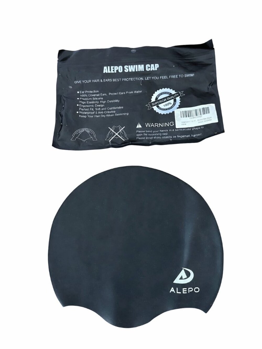 Aleppo Women’s Black Swim Cap Cover – Comfortable Silicone Protection